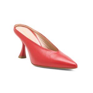 OROSCURO Red Made In Italy Leather Heeled Mules